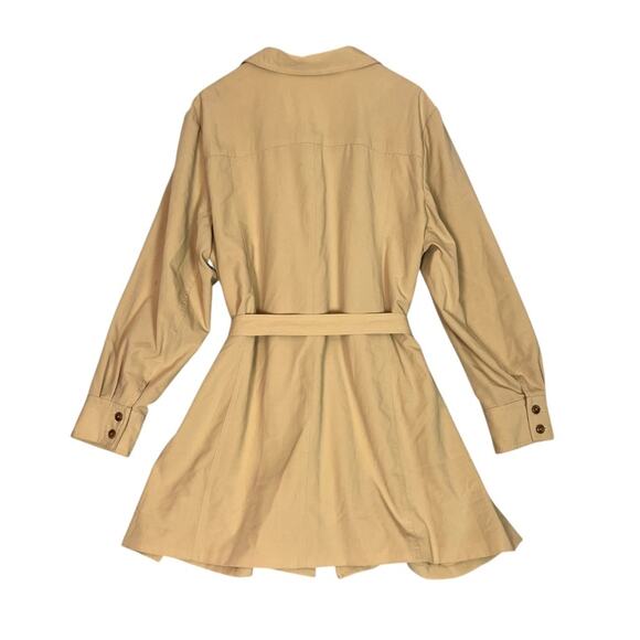 Mary McFadden Safari Trench Coat Womens 22W Khaki Tan Belted Luxury Plus Size - Picture 3 of 10